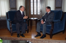 His Highness the Aga Khan meets with Alberta Premier Ed Stelmach during his visit to Edmonton on June 9, 2009.