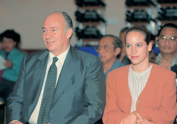 Hazar Imam with Princess Zahra at the 1995 Aga Khan Architecture Awards ceremony in Solo, Indonesia  1995-11-25