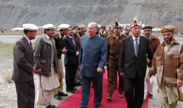 His Highness the Aga Khan welcomed upon arrival at Chitral airport. His Highness pledged to assist the population to look for ne