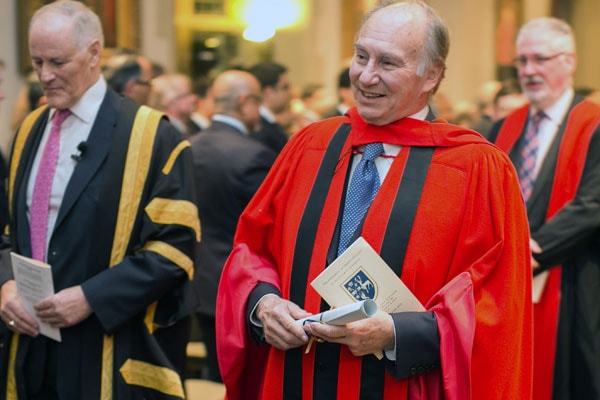 The Aga Khan with the Honourable Bill Graham, chancellor of Trinity College (at left) and former provost Andy Orchard (at right)