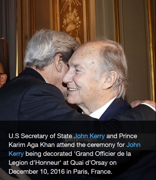 H.H. The Aga Khan with U.S Secretary of State John Kerry 2016-12--10