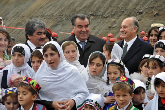 Mawlana Hazar Imam, Tajik President Emomali Rahmon and Afghan Minister of Public Works Abdulkudus Hamidi 2011-10-31