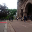 Hazar Imam leaving Queens Park Toronto with Premier Kathleen Wynne  2015-05-25