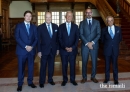 President of Portugal seen with Prince Aly Muhammad, Prince Amyn,Prince Rahim and Niaz Ahmed the Diplomatic Representative of AK