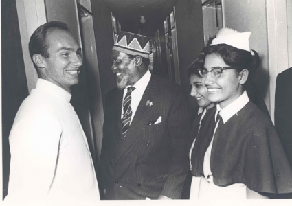 Hazar Imam in Kenya with President Jomo Kenyatta and Ismaili nurses