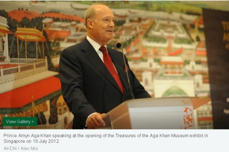 Prince Amyn Aga Khan speaking at the opening of the Treasures of the Aga Khan Museum exhibit in Singapore on 18 July 2012. - Pho