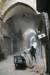 leppo's once-vibrant souk, being cleared of debris in February 2017, two months after Syrian government forces retook the city f
