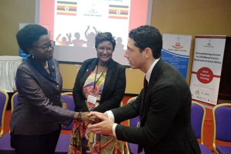 Health minister Jane Ruth Aceng, head of pediatrics cancer department of Uganda Cancer Institute Joyce Kambugu, and pediatric ca