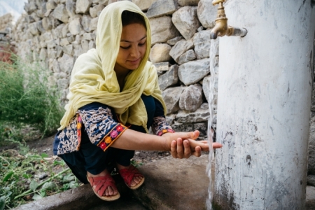 This AKAH water installation ensures local households have access to clean and safe water. AKDN / Christopher Wilton-Steer