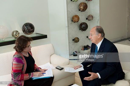 Hazar Imam being interviewed by Caroline Piggozzi