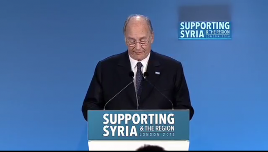 Hazar Imam speaking at the Supporting Syria Conference