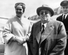 Mowlana Sultan Muhammad Shah at London Airport with Begum Mata Salamat