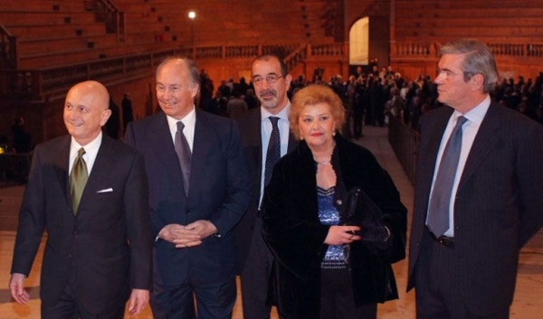 Mr. Elvio Ubaldi, Mayor of Parma; His Highness the Aga Khan; Mr. Meli, Sovraintendente Teatro Regio, Mrs. Lucia Fornari, Sovrain