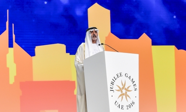 Sheikh Nahyan pays tribute to sportsmanship, excellence and pluralism at the opening of the 2016 Jubilee Games