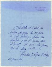 Hand written Letter of Andree-Caron wife of H.H. Aga Khan III 1930-01-22