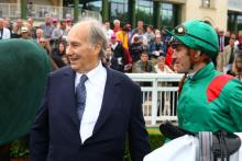 Prince Aga Khan and jockey Christophe Soumillon leading Kataniya at Prix de Royaumont  2015-05-31